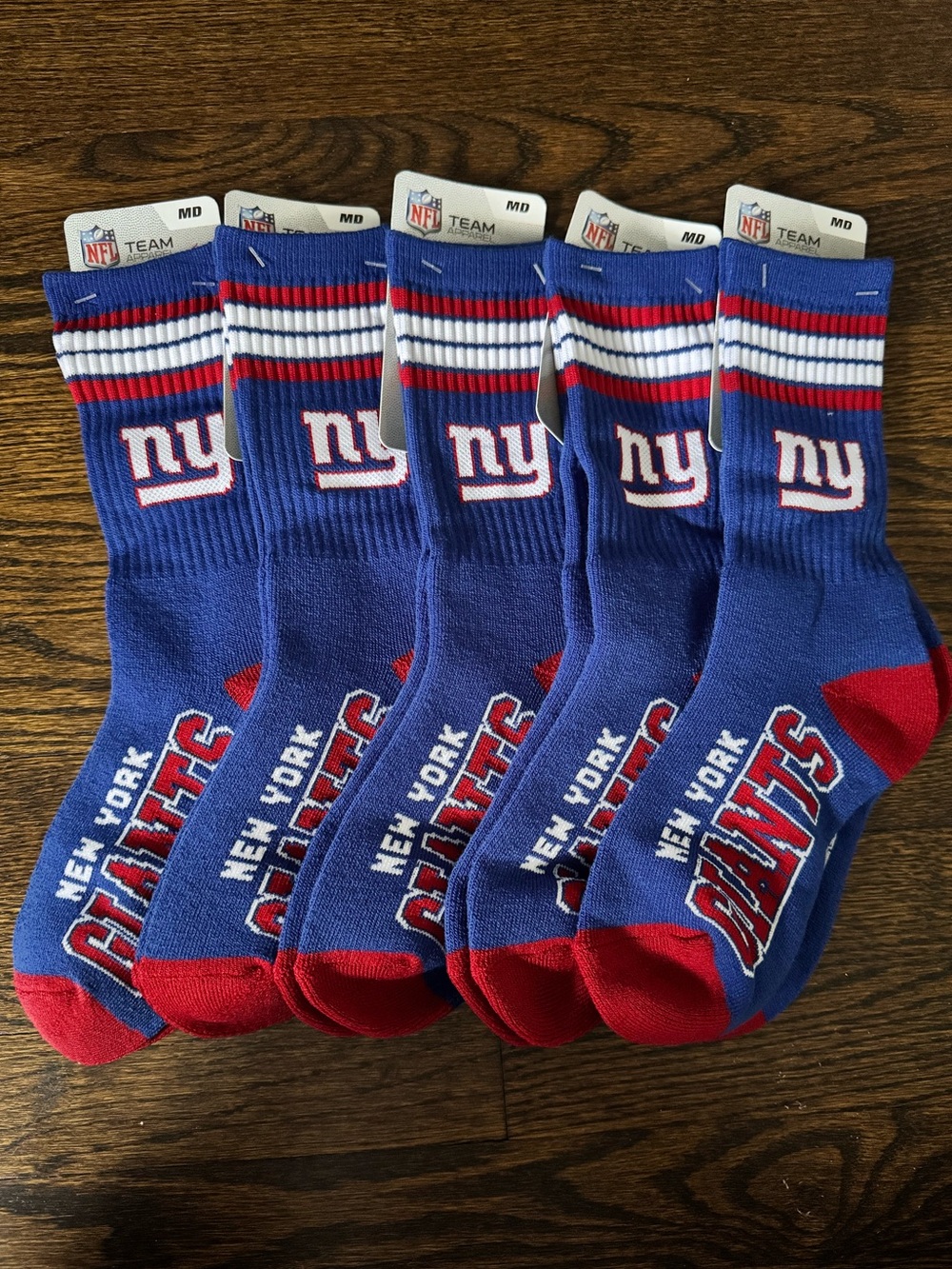 NFL New York Giants Sports Socks - 5 Pack - Medium